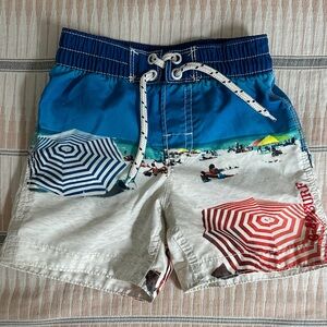 GAP Kids Beach Print Shorts - Blue and White